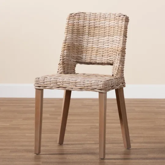 Kirkland's Home Natural Rattan Cutout Back Dining Chair- Dining Chairs