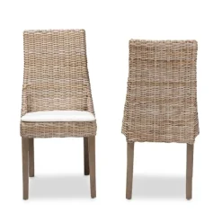 Kirkland's Home Natural Rattan High Back Dining Chairs, Set Of 2- Dining Chairs