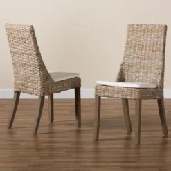Kirkland's Home Natural Rattan High Back Dining Chairs, Set Of 2- Dining Chairs