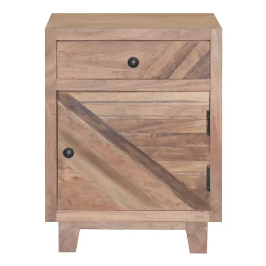Kirkland's Home Natural Reclaimed Wood Diagonal Slats Nights D- Nightstands