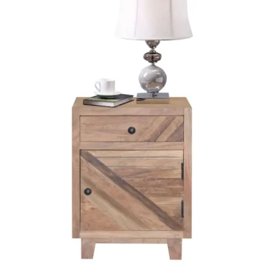 Kirkland's Home Natural Reclaimed Wood Diagonal Slats Nights D- Nightstands
