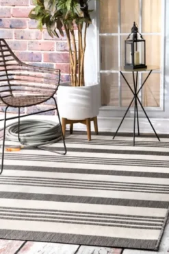 Kirkland's Home Natural Robin Stripe Outdoor Rug, 5X7- Outdoor Rugs