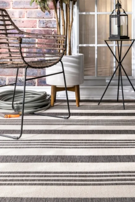 Kirkland's Home Natural Robin Stripe Outdoor Rug, 5X7- Outdoor Rugs