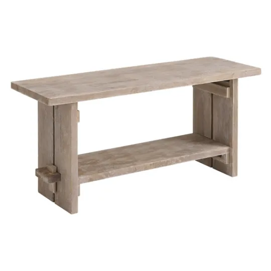 Kirkland's Home Natural Rustic Whitewashed Mango Wood Bench- Benches & Ottomans