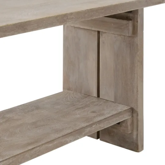 Kirkland's Home Natural Rustic Whitewashed Mango Wood Bench- Benches & Ottomans