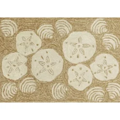 Kirkland's Home Natural Sand Dollar Outdoor Accent Rug- Outdoor Rugs