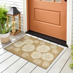 Kirkland's Home Natural Sand Dollar Outdoor Accent Rug- Outdoor Rugs