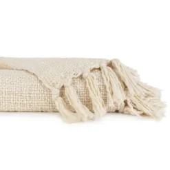 Kirkland's Home Natural Slubbed Yarn Throw- Blankets & Throws
