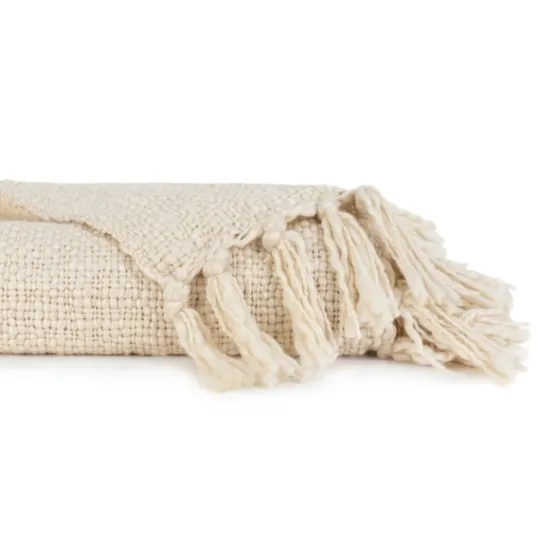 Kirkland's Home Natural Slubbed Yarn Throw- Blankets & Throws