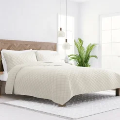 Kirkland's Home Natural Stitched Diamond 3-Pc. King Quilt Set- Quilts