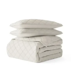 Kirkland's Home Natural Stitched Diamond 3-Pc. Queen Quilt Set- Quilts