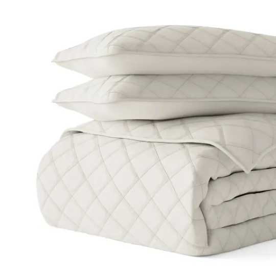 Kirkland's Home Natural Stitched Diamond 3-Pc. Queen Quilt Set- Quilts