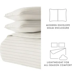 Kirkland's Home Natural Stitched Stripes 3-Pc. King Quilt Set- Quilts