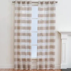 Kirkland's Home Natural Stripe Sheer Single Curtain Panel, 84 In.- Curtains & Drapes