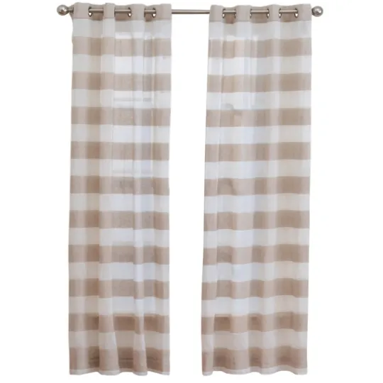 Kirkland's Home Natural Stripe Sheer Single Curtain Panel, 84 In.- Curtains & Drapes
