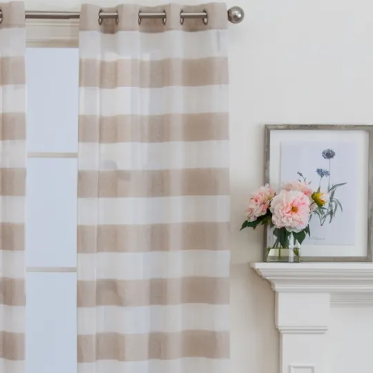 Kirkland's Home Natural Stripe Sheer Single Curtain Panel, 84 In.- Curtains & Drapes