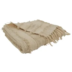 Kirkland's Home Natural Striped And Fringe Throw Blanket- Blankets & Throws