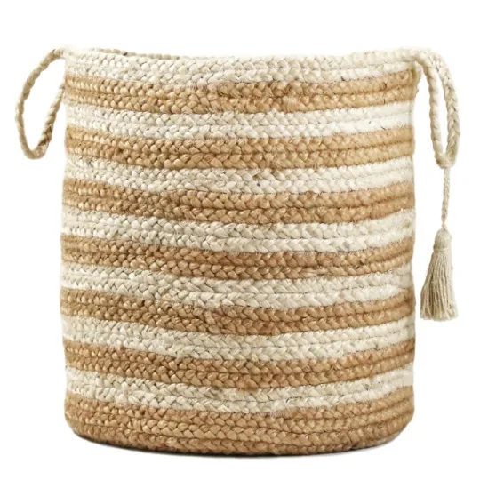 Kirkland's Home Natural Striped Jute Basket With Handles, 19 In.- Baskets & Boxes