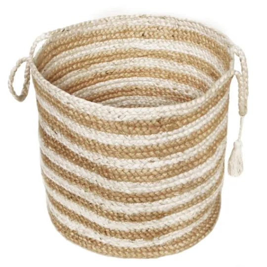 Kirkland's Home Natural Striped Jute Basket With Handles, 19 In.- Baskets & Boxes