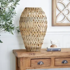 Kirkland's Home Natural Tone Faux Seagrass Coastal Vase- Vases