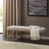 Kirkland's Home Natural Tufted Upholstery Tapered Leg Bench- Benches & Ottomans