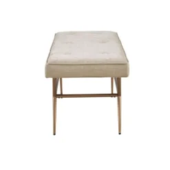 Kirkland's Home Natural Tufted Upholstery Tapered Leg Bench- Benches & Ottomans