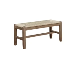Kirkland's Home Natural Twisted Seagrass And Wood Bench- Benches & Ottomans