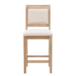 Kirkland's Home Natural Upholstered Wood Frame Counter Stool- Bar Stools & Counter Height Stools