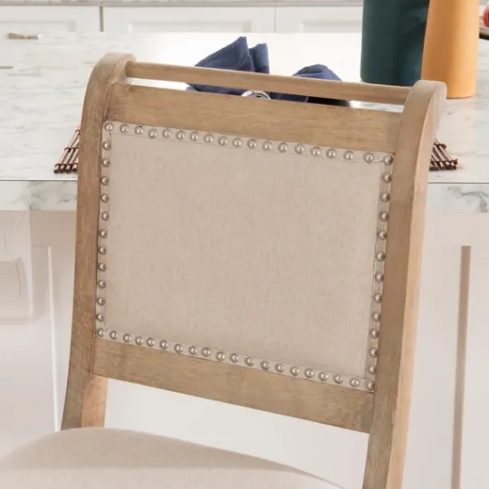 Kirkland's Home Natural Upholstered Wood Frame Counter Stool- Bar Stools & Counter Height Stools