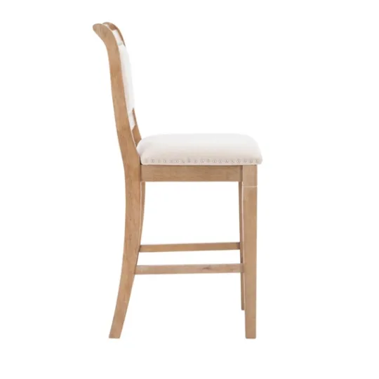 Kirkland's Home Natural Upholstered Wood Frame Counter Stool- Bar Stools & Counter Height Stools