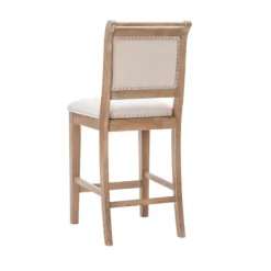 Kirkland's Home Natural Upholstered Wood Frame Counter Stool- Bar Stools & Counter Height Stools