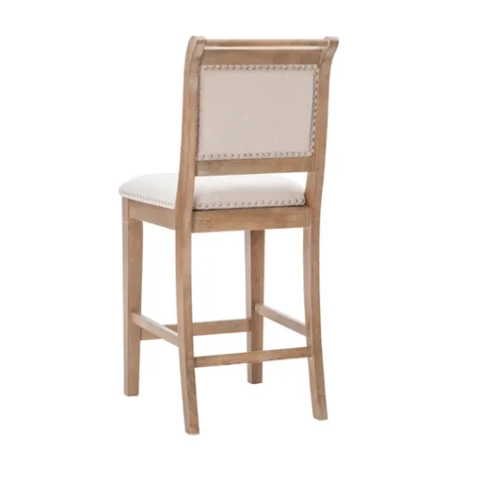 Kirkland's Home Natural Upholstered Wood Frame Counter Stool- Bar Stools & Counter Height Stools