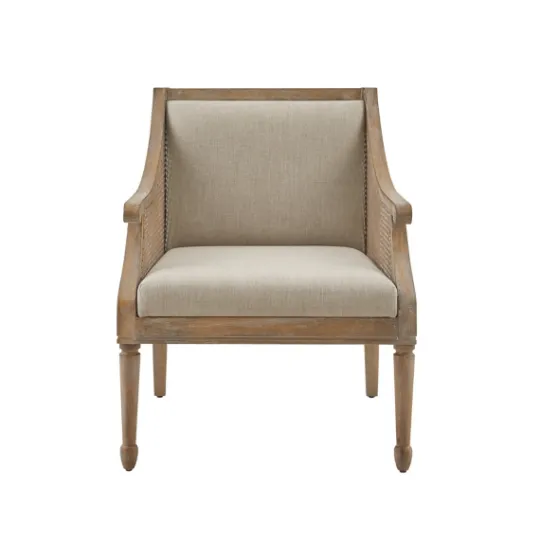 Kirkland's Home Natural Upholstery Cane Inset Accent Chair- Accent Chairs