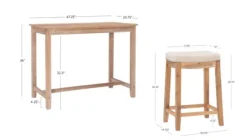 Kirkland's Home Natural Wood & Upholstered Stools 3-Pc. Dining Set- Dining Tables