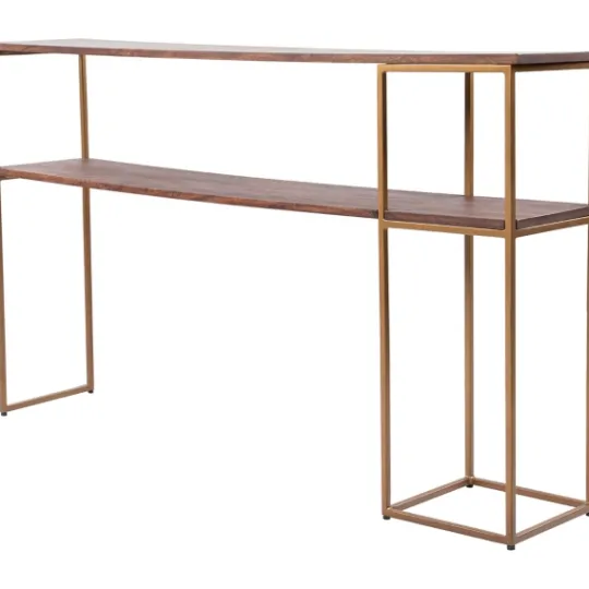 Kirkland's Home Natural Wood And Bronze Metal Console Table- Console Tables