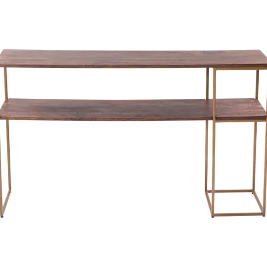 Kirkland's Home Natural Wood And Bronze Metal Console Table- Console Tables