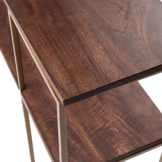 Kirkland's Home Natural Wood And Bronze Metal Console Table- Console Tables