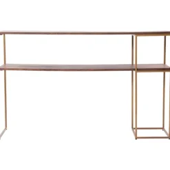 Kirkland's Home Natural Wood And Bronze Metal Console Table- Console Tables
