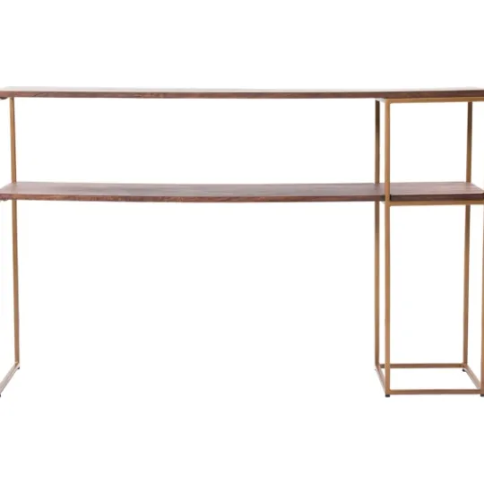 Kirkland's Home Natural Wood And Bronze Metal Console Table- Console Tables
