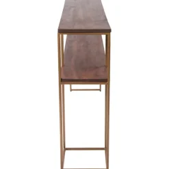 Kirkland's Home Natural Wood And Bronze Metal Console Table- Console Tables