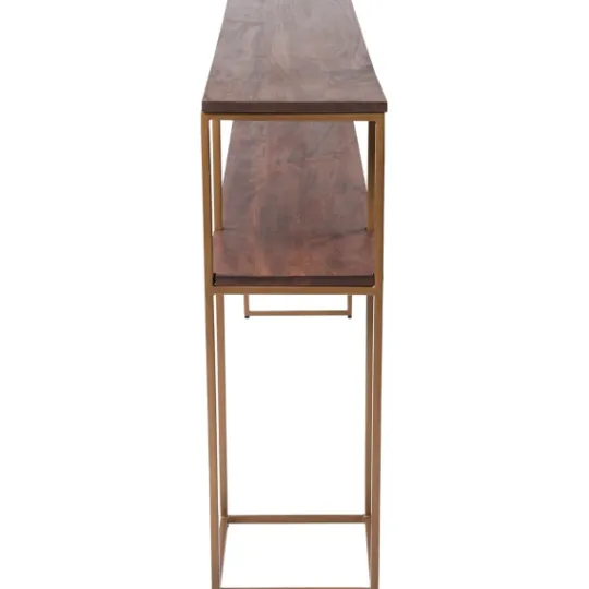 Kirkland's Home Natural Wood And Bronze Metal Console Table- Console Tables