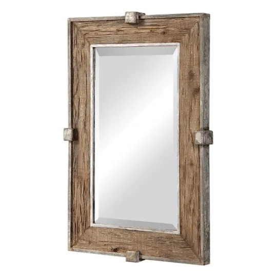 Kirkland's Home Natural Wood And Burnished Metal Mirror- Decorative Mirrors