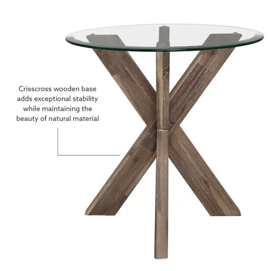 Kirkland's Home Natural Wood And Glass Top X-Base Accent Table- Accent & End Tables