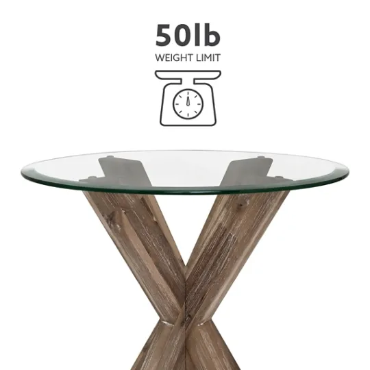 Kirkland's Home Natural Wood And Glass Top X-Base Accent Table- Accent & End Tables