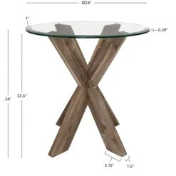 Kirkland's Home Natural Wood And Glass Top X-Base Accent Table- Accent & End Tables