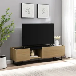 Kirkland's Home Natural Wood And Marble 2-Door Tv S D- Tv Stands & Media Consoles