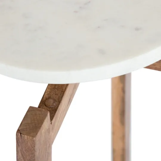 Kirkland's Home Natural Wood And Marble Moxley Accent Table- Accent & End Tables