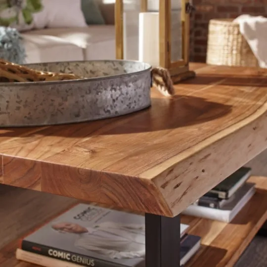 Kirkland's Home Natural Wood And Metal Coffee Table- Coffee Tables