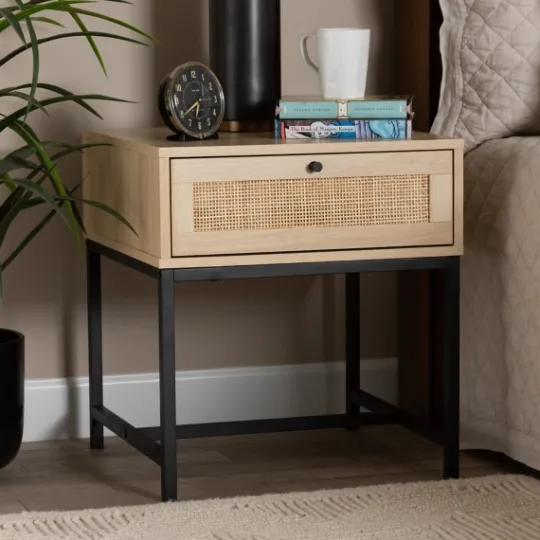 Kirkland's Home Natural Wood And Metal 1-Drawer Nights D- Nightstands