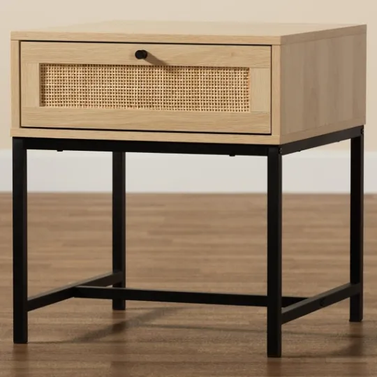 Kirkland's Home Natural Wood And Metal 1-Drawer Nights D- Nightstands